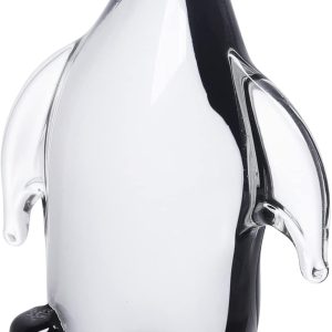 Hand Blown Glass Penguin Sculpture Art Crystal Animal Figurine Collectible Desk Decoration Ornaments