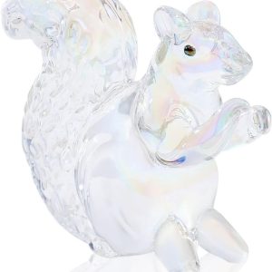 Crystal Glass Squirrel Figurine Dazzle Clear Squirrel Decor Statue Cute Animal Ornament Handmade Sculpture for Home Decor