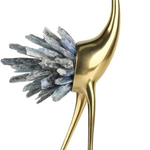 Gold Decor Accents,Brass Birds Statues Gold Home Decor Modern Crystal Decor Ornaments for Living Room, Bedroom, Office Desktop, Cabinets (Blue A)