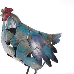 Rooster Decor Statue Chicken Figurine Hen Sculpture Animal Arts Metal 11.0inch