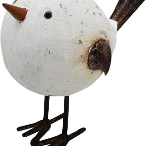 Wood Bird Statue Standing Seagull Nautical Decor Coastal Birds Sculpture Indoor Outdoor Animal Figurine Beach Themed Decoration Rustic Home Art for Bedroom Garden (S)