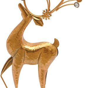 Metal Deer Sculpture, Golden Deer Statue Decoration 33.5" Tall Deer Figurine Statues Free Standing Animal Decoration Deer Ornaments for Christmas Home Office Hotel Cafes (S)