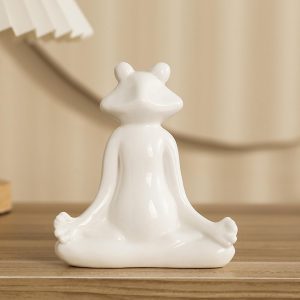 Meditation Frog Figurine, Zen Animal Frog Statue Decoration Yoga Statue, Suitable for Indoor and Outdoor Garden Decor, Ceramic Creative Frog Home Decoration Gift