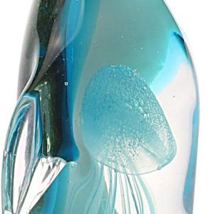 Art Glass Penguin with Jellyfish Figurine Handmade Blown Crystal Penguin Sculpture Animal Statue Paperweight Collectable Desk Decoration Ornaments
