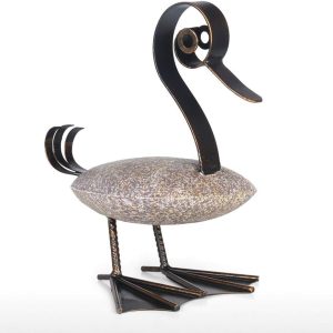 Busts Sculptures Ornaments Duck Ornament Metal Modern Sculpture Animal Charm Figurine Lifelike Duck Statue Office Home Decoration