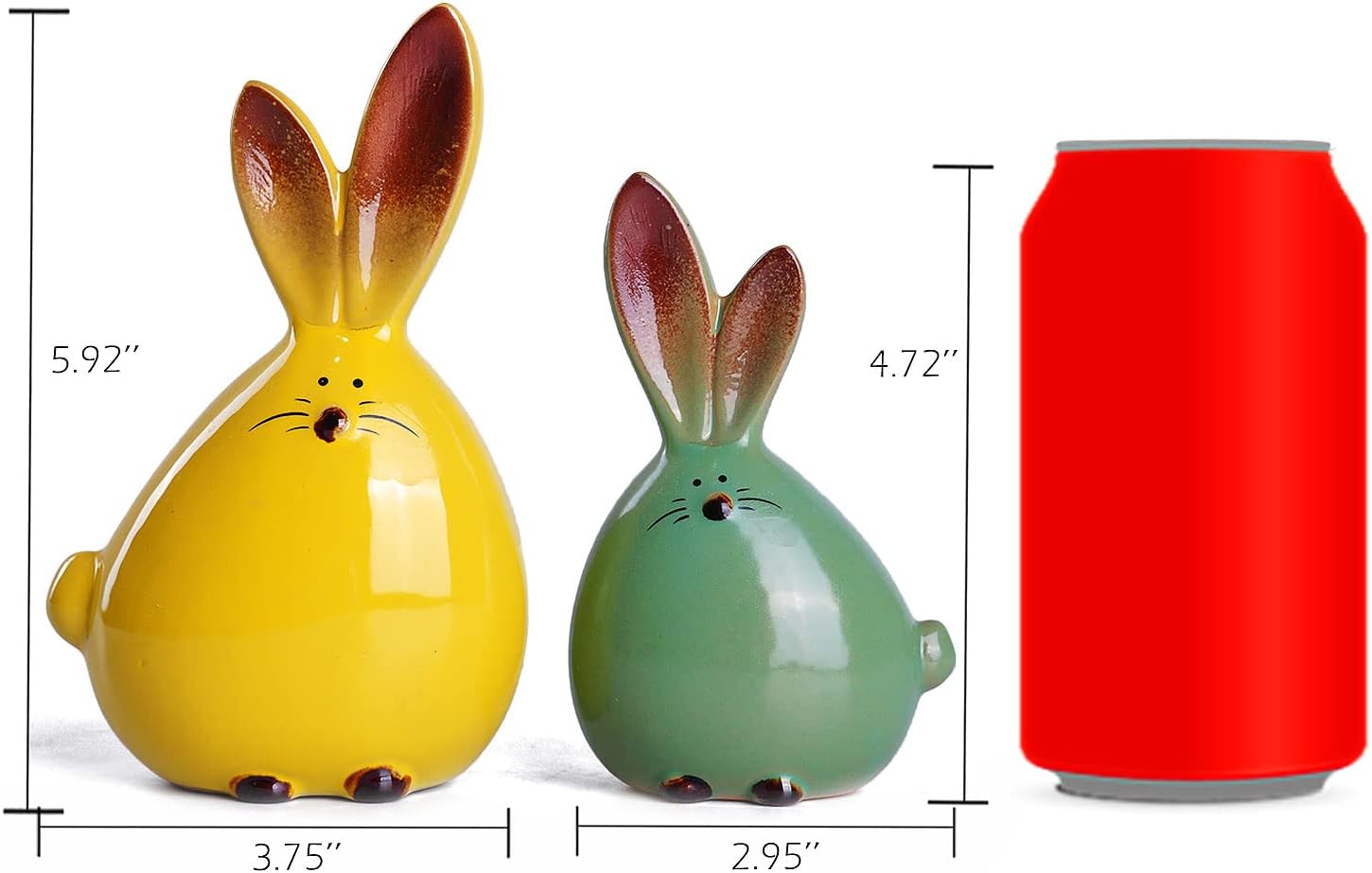 2pcs Cute Long-Eared Bunny Sculpture Ornaments Desktop Ceramic Easter Rabbit Bunny Figure,Cute Home Decorations, for All Home Styles - Image 2