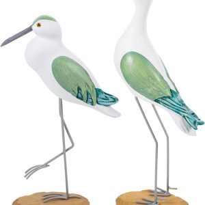 2pcs Wooden Seagull Ornaments Nautical Animal Figurine Simulation Coastal Tabletop Ornaments Seagull Sculpture Statue Office Desk Decor Wooden Desktop Display Tropical Beach Cabinet Seaside