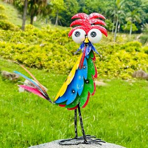 Outdoor Wacky Metal Rooster Yard Statue Decoration Roosters Decor Garden Statues Chicken Figurine Outside Decorations for Courtyard