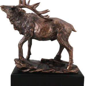 The Emperor Large Wapiti Bull Elk Deer Rustic Statue in Bronze Electroplated Finish with Trophy Base 7" Wide Wildlife Deers Elks Hunters Woodlands Animal Decor Cabin Lodge Figurine