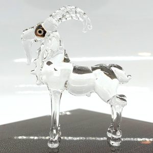 Goat Miniature Blown Glass Art Figurines Animals Collectible Gift Home Decorate (Clear)