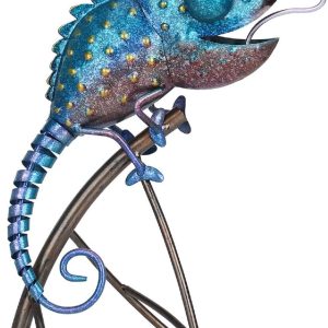 Metal Chameleon Sculpture Wild Animal Figurine Indoor Outdoor Decoration Yard Statue for Home and Fairy Garden Decor