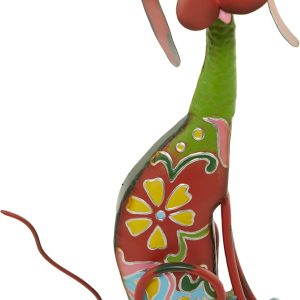 Deco 79 Metal Dog Decorative Garden Sculpture Indoor Outdoor Garden Statue with Floral Pattern, Outdoor Sculpture 6" x 12" x 19", Multi Colored
