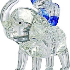 Crystal Elephant Figurines Mother Son Glass Elephants with Trunk Up Crystal Animal Collectible Figurines Ornaments Birthday for Mum Women Christmas Tabletop Decoration for Home Office