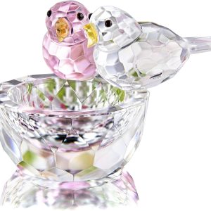 3.3'' Crystal Bird Figurine Collectible Art Glass Animal Figurines Table Home Decor Paperweight Valentine’s Day for Women
