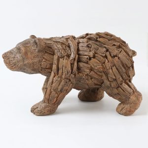 Brown Bear Statue Home Decor Statue Rustic Home Decorations for Living Room, Boho Sculpture Resin Animal Collectible Figurines for Indoor Decor (B-Brown)